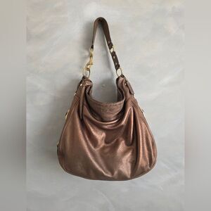 Coach Zoe Large Leather Hobo Shoulder Bag 12664 Antique Brass Metallic 17x15x4